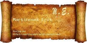 Martincsek Erik névjegykártya